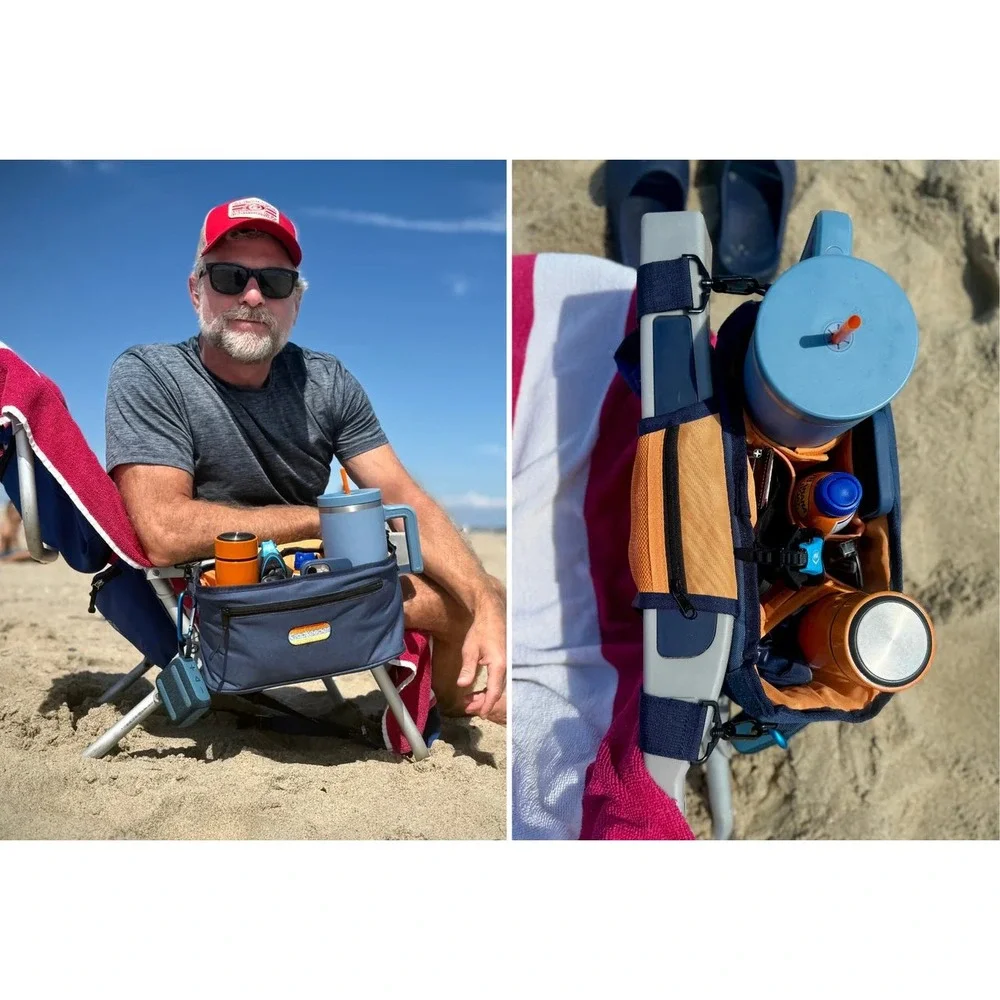 CrapKeeper Organizer Bag Navy Blue Adjustable Drink Holders Multi Pocket